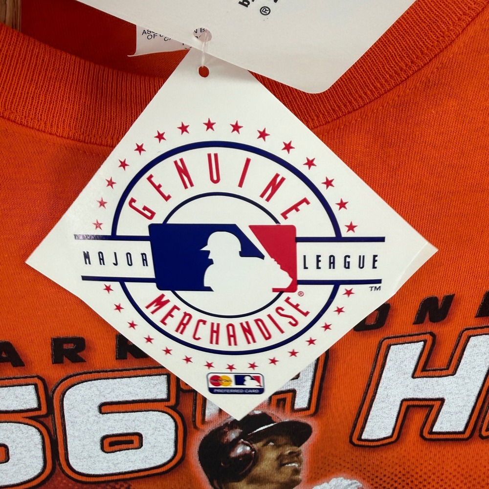 Majestic Barry Bonds 756th HR Record San Francisco Giants Orange T-Shirt Mens XL - Picture 5 of 7